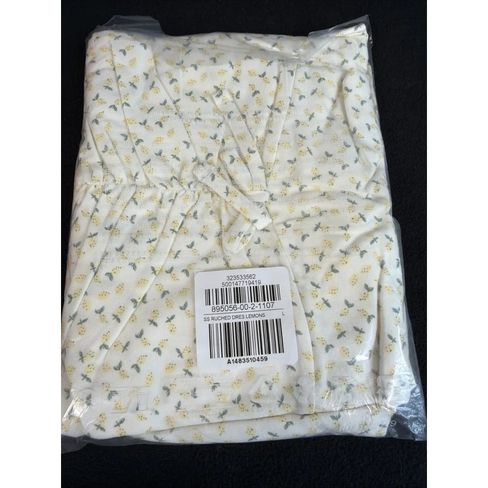 Gap Kids Girls Ruched Dress Dress Lemon Print L(10) AOP 895056